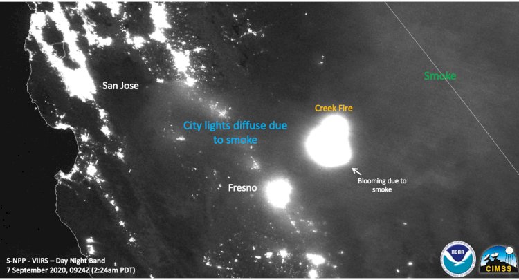 California's Creek Fire at Night